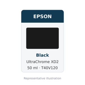Epson UltraChrome XD2 Black Ink Cartridge, 50 ml (T40V120)