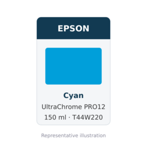 Epson UltraChrome PRO12 Cyan Ink Cartridge, 150 ml (T44W220)