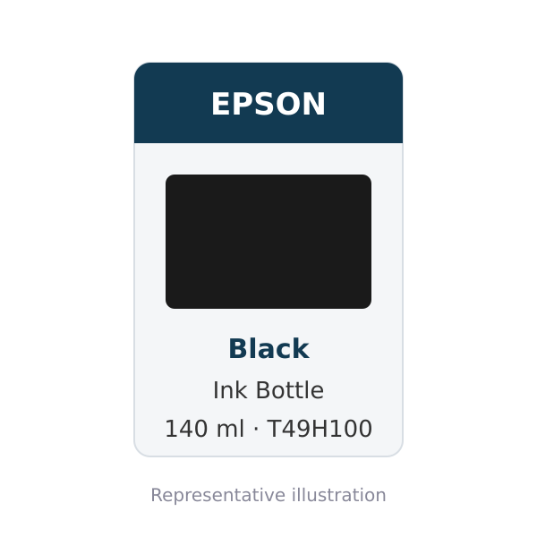 Epson Black Ink Bottle, 140 ml (T49H100)