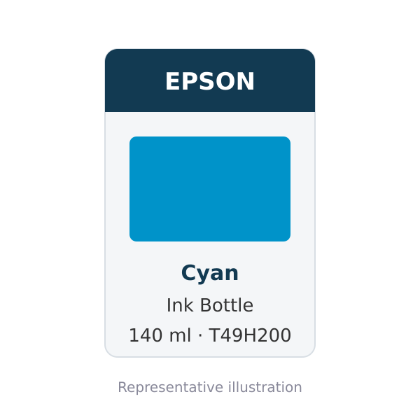 Epson Cyan Ink Bottle, 140 ml (T49H200)