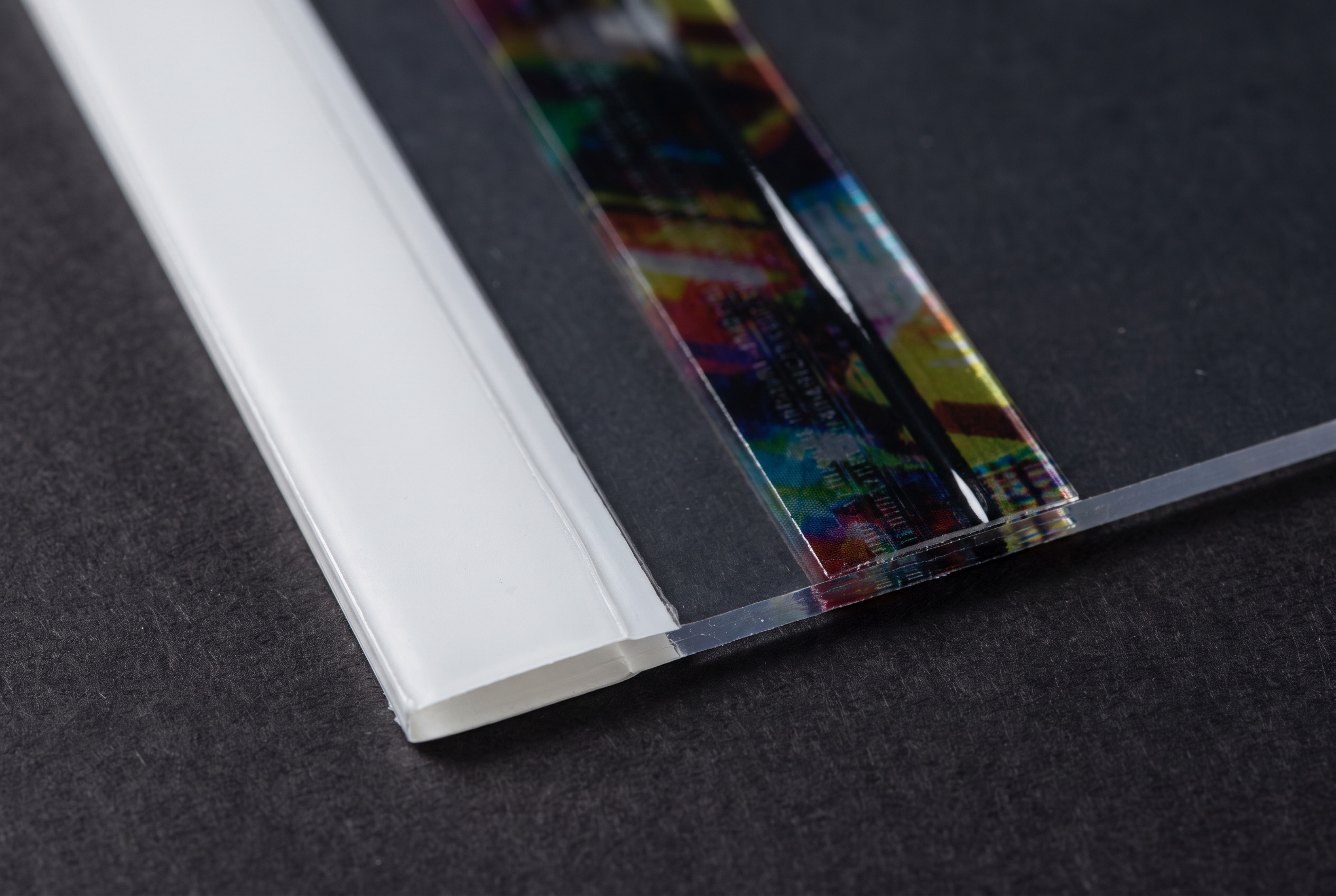 Magic 4mil Inkjet Clear Film w/ Side Stripe print closeup